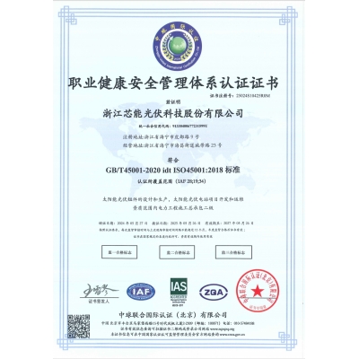職業(yè)健康安全管理體系認證證書